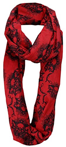 TigerTie Loop Schal mit Totenkopf Motiven - Größe 200 cm (Umfang) x 100 cm - 100% Baumwolle
