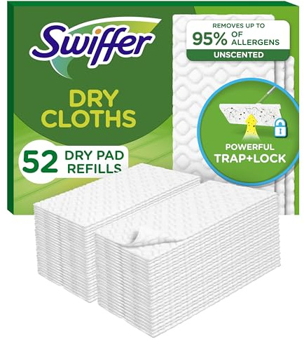 AHYBZN Sweeper Dry Mop Refills for Floor Mopping and Cleaning, All Purpose Floor Cleaning Product, Unscented, 52 Count (Packaging May Vary), Multicolor