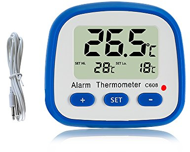 Termómetro de nevera digital con imán y Stander Termómetro de lectura fácil con indicador LED Hola Termómetro de alarma de temperatura