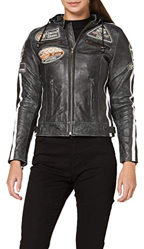 URBAN 5884 Motorradjacke Damen Mit Protektoren, Damenjacke aus Lammleder, Protektoren für Rücken, Schultern und Ellenbogen | Breaker | M