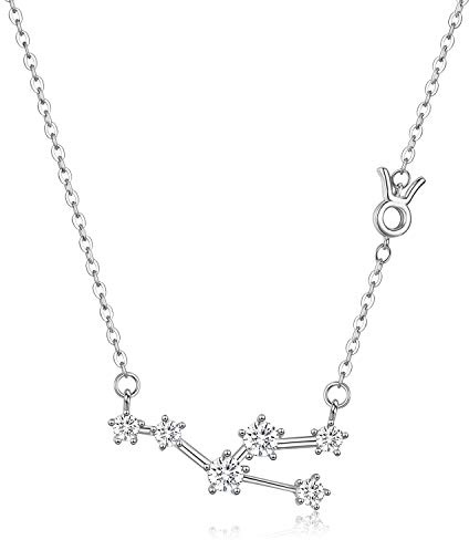 Collana Taurus in argento sterling Ciondolo costellazione zodiacale, 12 regali di compleanno da aprile a maggio per donne, oroscopo, Gioielli di stelle di costellazione di astrologia Catena da 18 
