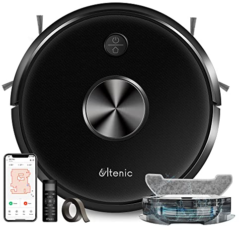 Ultenic D5s Pro Robot Aspirapolvere Lavapavimenti, Aspirazione 3000 Pa, Controllo APP & Alexa, Siri, IFTTT, Serbatoio Acqua Elettrico 2 In 1 per Pulizia Domestica, Peli Animali, Capelli, Polvere