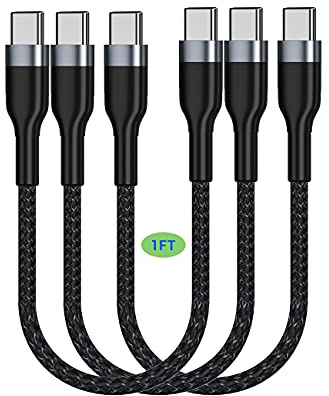 Câble USB C vers USB C 30cm 3 pièces, 65W Cable USB C Charge Rapide Court | Nylon Tressé,pour iPhone 17 16 15 Série,Galaxy S25 S24 S23 S22 S21,Pixel,iPad,MacBook,Switch,PS5,PowerBank,Huawei P50 P40