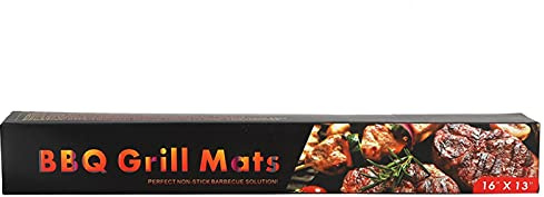 Snufeve6 BBQ Pad, Cuttable 15.8x13in Schwarz BBQ Mat Wiederverwendbarer Grill Kochpad Grillmatte für Grill im Freien