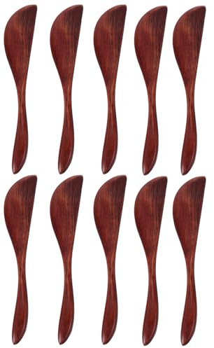 OSALADI 10 cuchillos de madera para mantequilla, esparcidor de queso y mantequilla, cuchillo de sándwich de madera, esparcidor de gelatina para cocina y restaurante