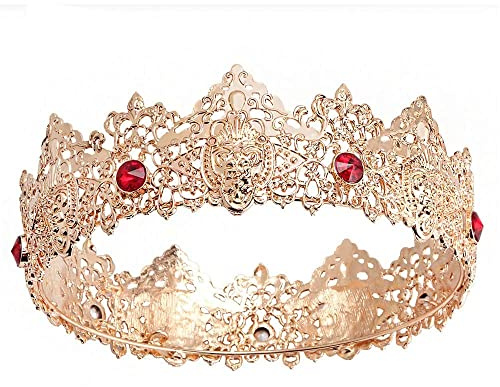 King Men Tiara Krone Imperial Mittelalter Stirnband Kristall Festzug für Hochzeit Halloween Messe Kostüm Geburtstag