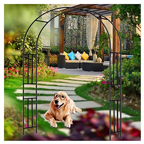 Vetris Outdoor Garden Arbor Arch Trellis Steel Metal Arch Backdrop Stand for Climbing Plants, Heavy Duty wedding archway Tunnel 180x240cm 300x240cm (Color : Black, Size : 180x240cm)