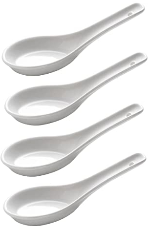 WESTCRAFT - east | White Basics ACCESSOIRES | Nippon Black and Blue - Porzellan-Löffel-Set Asien / Japan 13,5 cm - Suppen-Löffel, Servier-Löffel - Spoon-Set (White Basics 4er-Set)