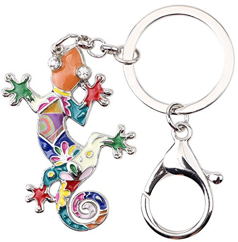 DOWAY Enamel Cute Lizard Gecko Keychain Keyring Charm For Handbags Purses Bags Belts Decor Gift
