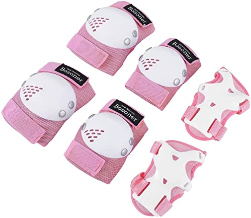 BOSONER Knieschoner Kinder Schoner Inliner Protektoren 6er Set Schützer Inliner Inline Skates Knie Und Ellenbogenschützer Schutzausrüstung Knieschützer Skateboard