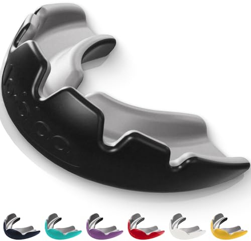 lobloo PRO-FIT, zum Patent angemeldeter, professioneller abdruckloser Dual-Density-zahnschutz Kampfsport für Sportarten mit hohem Kontakt wie MMA, Hockey, Fußball, Rugby. Mittel 10–13 Jahre, Schwarz
