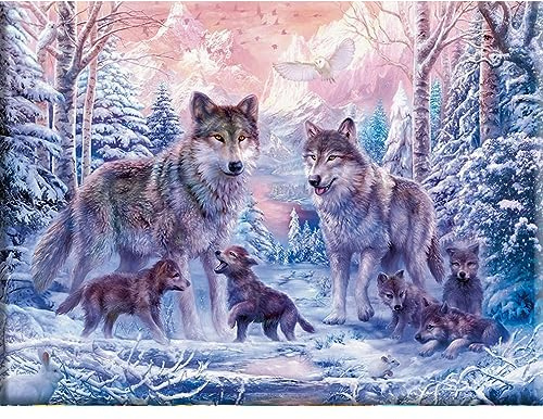 NAIMOER Wölfe Diamond Painting Tiere Diamant Painting Bilder, Diamond Painting Erwachsene Diamond Painting Bilder Weihnachten 5D Diamant Malerei für Home Wand Décor(30x40cm)