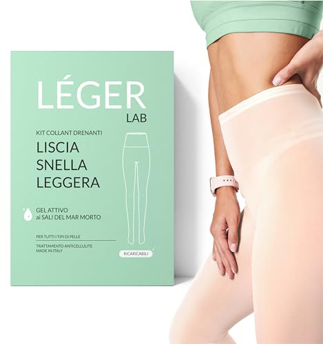 Collants Bandages Drainants Anti-cellulite Rechargeables | Meilleurs Bandages | Gel Actif aux Sels de la Mer Morte | Légins Action Minceur Drainant jambes avec 98% d'ingrédients naturels | LÉGER LAB