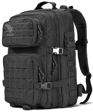 ALGI Zaino Militare Tattico Medium con sistema MOLLE 50 Litri Nero