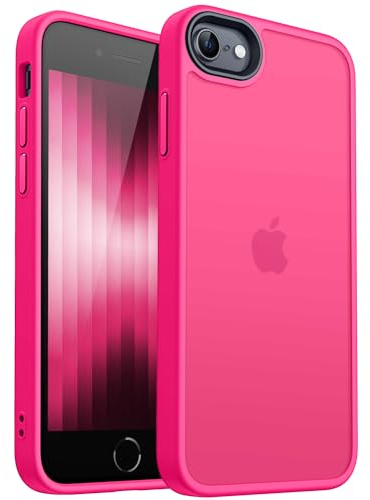 CANSHN Matt Hülle für iPhone SE 3/2 (2022/2020), iPhone 8/7, [Militärschutz] Schutzhülle Samtige Touch Matt Anti-Kratzen, Durchscheinende Rückseite Schutzhülle, Anti-Fingerabdruck (Leuchtend Rosa)