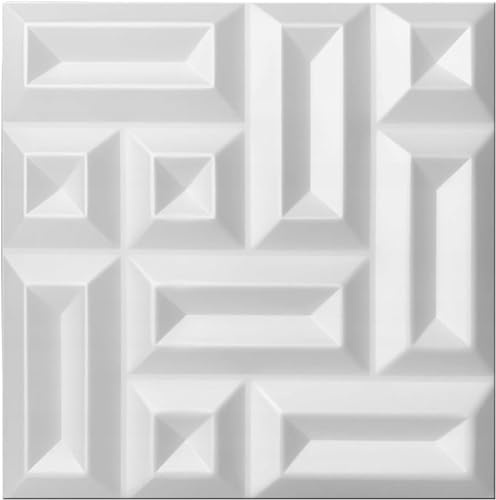 DECCART 3D Wandpaneele weiß 50x50 cm 8 Stück | 2 m², Paneele Wand Wall Panels Deko Wandverkleidung Innen Panel Deckenverkleidung Decke Deckenpaneele Platten EPS