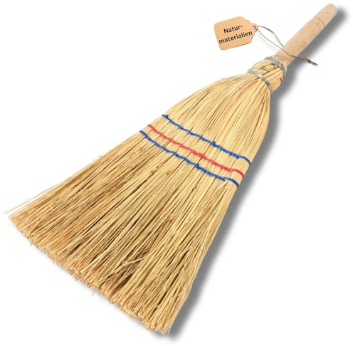 Novatool Petit balai de voyage avec manche court de 40 cm - Balai de paille pour enfants - Balai de sorcière - Petit balai de jardin - Idéal comme balai pour enfants et balais de camping