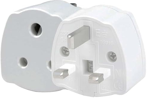 ZCXCsfp India To UK Adapter, 2PCS India To Uk Plug Adapter For Business Family Travel Outdoor, 3 Pin With 5A Fuse (White)