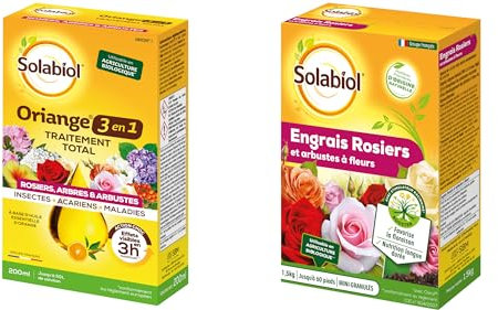 SOLABIOL Engrais Rosiers Et Arbustes A Fleurs + Traitement Oriange 3 En 1 - Favorise La Floraison - Nutrition Longue Durée & Protection Insectes Acariens Maladies SOROSYTORN200