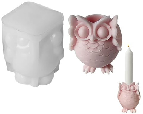 Silikonform Kerzenhalter, 3D Eule Silikonform Kerzenform, Gießformen Silikon, Eule Silikonformen Epoxidharz, DIY Kerzenformen zum Gießen für Kerzenherstellung Handwerk Ornamente Dekorative
