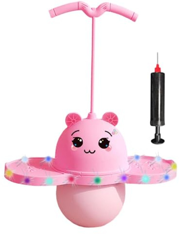 Perfeclan Pogo Ball con Mango, Pogo Stick, Tabla de Equilibrio, coordinación de Equilibrio, Pelota Que rebota, Pelota de Salto para Juegos de Interior, niños, Rosa