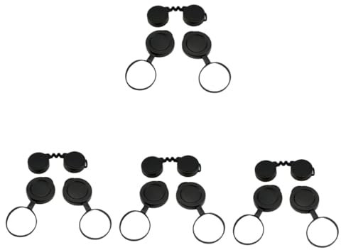 KONTONTY 4 Sets Objective Lens Caps for Binoculars Rubber Cover Leash Keeper for Rain Protection