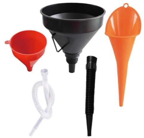 3 Stück Einfülltrichter Set - Trichter mit Schlauch, Rechtwinkliges Flexibles Kunststoff Universal Auto Benzin Kraftstoff Trichter für Abnehmbarem Auslauf und Langen Trichtern