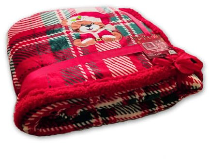 coperta di Natale 210x220cm, Plaid in Pile Sherpa, Morbida e Calda Coperta di Natale in Pile Invernale, Coperta di Natale per Divano Letto (Orso)