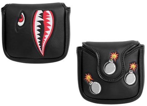 SHABIER Svart golfputterskydd med tigerhaj design golf stor klubba huvudbonad