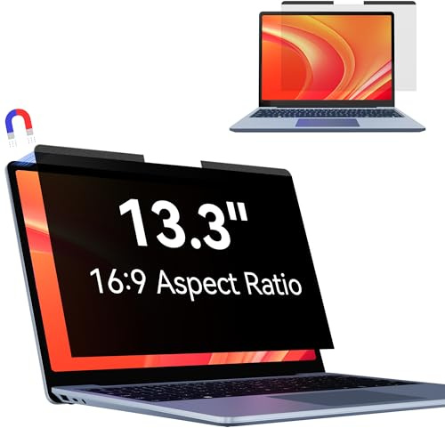 Makinda Magnétique Filtre de Confidentialité 13.3 Pouces 16:9, Film Ecran Ordinateur Portable Compatible avec HP/Dell/Acer/Lenovo/Thinkpad, Amovible Anti Espion/Lumiere Bleue Protection Ecran Laptop