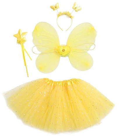 CONGARTENO 1satz Mädchen Fairy Gauze Skirt Kostüm Mit Flügeln Und Zauberstab Für Partys Geburtstage Schulveranstaltungen Und Karneval Aus Hochwertigem Hautfreundlichem Material Leuchtende