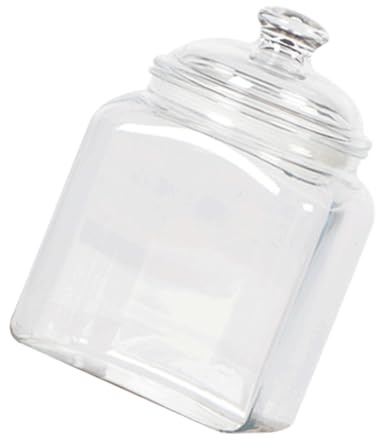 FELTECHELECTR Tarro De Té De Plástico Hermético Cuadrado Pequeño, Tapa, Transparente, Boca Ancha, Para Alimentos Secos, Café y Cereales, Bote Para Almacenamiento Doméstico