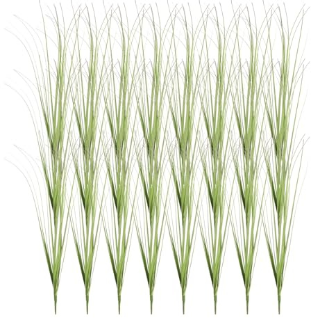 QUARKZMAN 24 st konstgjorda gräsväxter, 45 cm plast falsk vete gräs utomhus konstgjord vegetation buskar falska buskar för trädgårdsdekoration, röd