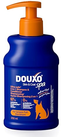 DOUXO Skin & Coat SPA – Ultra-Safe* 2-in-1 Shampoo & Conditioner für Hunde, 250 ml, reinigt und spendet der Haut Feuchtigkeit, hinterlässt das Fell weich und knotenfrei, hautfreundliche Formel
