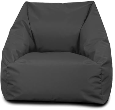 Bags of Beans Large High Back Childrens Bean Bag Chair - 62(D) x 52(H) Lightweight Comfortable Ergonomic Kids Beanbag Lounger - Recliner Seating Breathable Fabric for Bedroom & Lounge - (Grey)
