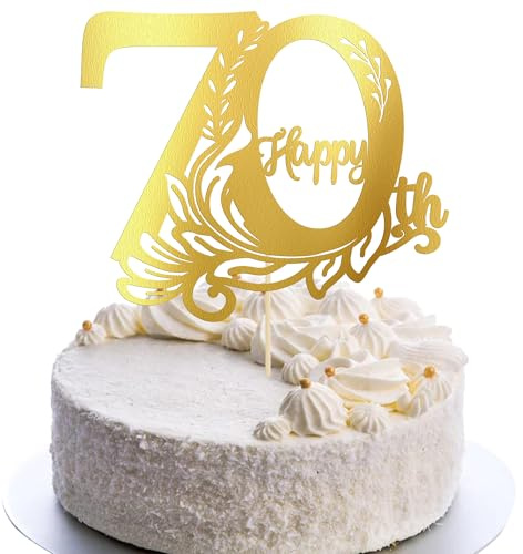 Gyufise 1Pcs Happy 70th Birthday Cake Topper 70 Fabulous Cake Topper Cheers to 70 Cake Decoration for 70th Birthday Anniversary Party Decoration Supplies Gold