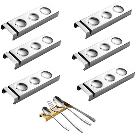 HSTWODE 4/6 Stück Edelstahl 304 MesserbäNkchen,StäBchen Kissen,StäBchenhalter,EssstäBchen Rests FüR Esstisch,FüR Verschiedene Essensszenen,Dekoration Auf Dem Esstisch Verwendet Werden (6, Silber(4))