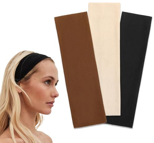 3 Stück Haarband Damen Stirnbänder,Haarbänder Dünn,Haartuch Breit,Headband Haarreifen,Stirnband Herren Dünne,Stirnband Sport Set Damen Sommer,Haarband (Schwarz+Khaki+Braun, Universal)