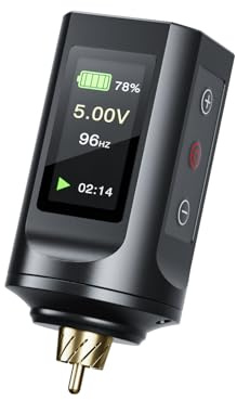 TATELF Alimentatore Tattoo ricaricabile per macchina rotativa, capacità 1900 mAh, con display digitale a LED, ricaricabile, senza cordless Power Supply RCA, batteria per macchina del tatuaggio