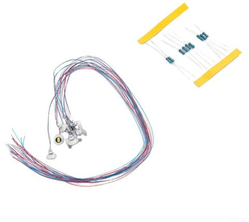 10 lampioni da parete in scala OO HO, con LED e cablaggio, per modellini di treni e scene in miniatura, lampade da soffitto funzionano a 3 V DC
