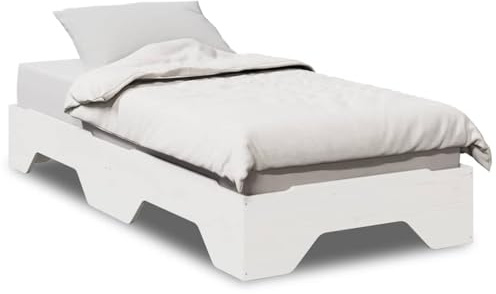 Qnhdfrt Weißes Stapelbett Kiefernholz 80x200 cm Lattenrost Single Bettgestell 203,5x83,5x28 cm Jugendbett Gästebett platzsparend für Schlafzimmer Gästezimmer