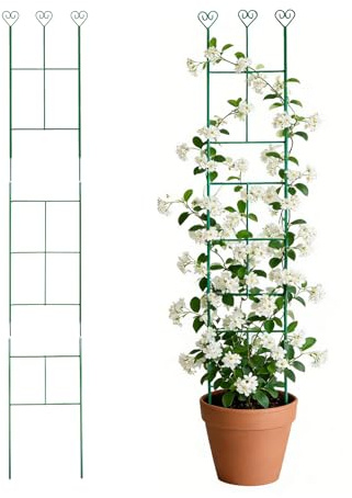 46 inch Plant Trellis for Climbing Plants, Metal Garden Trellis for Potted Houseplants Indoor & Outdoor, Rustproof Plant Support for Ivy Pothos Monstera Hoya Flower Vine, 1Pcs, Green