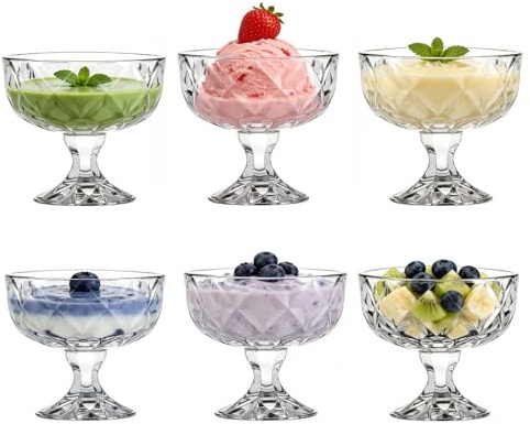 Haayymo 6 pièces de verres à dessert de 290 ml, parfaits pour servir de la glace, des salades, élégants, pratiques et écologiques pour les fêtes à la maison
