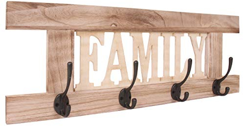 Mendler Wandgarderobe HWC-C60 Family, Garderobe Garderobenpaneel, Shabby-Look Vintage 60x21cm - naturbraun