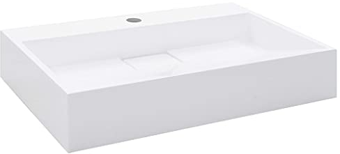 vidaXL Waschbecken mit Wasserhahnloch Waschtisch Waschschale Aufsatzwaschtisch Hängewaschbecken Hängewaschtisch 60x38x11 cm Mineralguss Gussmarmor Weiß