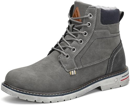 Mishansha Botas de Nieve Hombre Mujer Invierno Gris Gr.43 | Antideslizantes, Trekking, Cómodas, Repelente al agua, Calentitas, Caminar, Acampada, Puntera cerrada, Zapatos