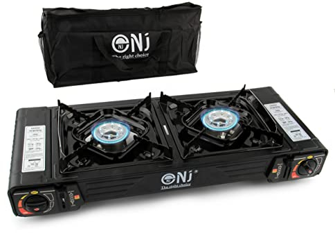 NJ DS-22 Double Camping Stove - 2 Burner Portable Gas Cooker