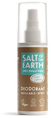 Salt of the Earth, Deodorante Spray Naturale, Zenzero e Gelsomino - Vegano, Protezione a Lunga Durata, Ricaricabile, Approvato da Leaping Bunny, Made in the UK - 100 ml