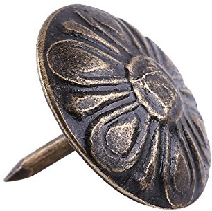 100 Stück Polsternägel Antik Messing Finish Polsternägel Stifte Möbelstifte für Polstermöbel Korkbrett oder DIY-Projekte(16*15mm-Blume)