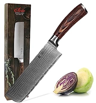 Wakoli EDIB Nakiri Messer aus echtem Damaststahl (VG10 Kern) mit 17,5 cm Klinge – Scharf, präzise & ergonomisch – Damastmesser mit Pakkaholzgriff in Geschenkbox – Küchenmesser für Julienne & Brunoise